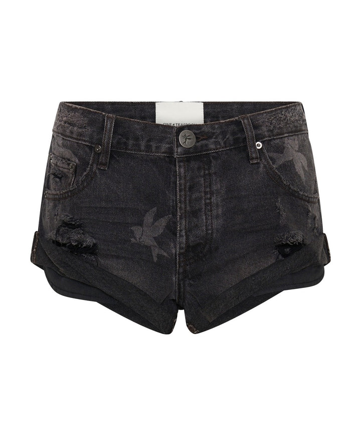 ONE TEASPOON Womens The Bower Bandits Low Waist Denim Short Black, WOMENS SHORTS, OneTeaspoon, Elwood 101