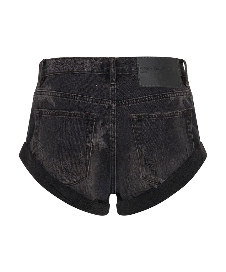 ONE TEASPOON Womens The Bower Bandits Low Waist Denim Short Black, WOMENS SHORTS, OneTeaspoon, Elwood 101