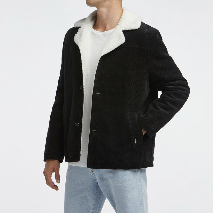 WRANGLER Mens Bakers Sherpa Cord Coat Black Cord, MENS JACKETS, WRANGLER, Elwood 101