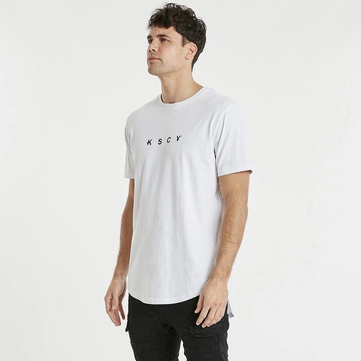 KISS CHACEY Mens Reliance Dual Curved Tee Shirt White, MENS TEE SHIRTS, KISS CHACEY, Elwood 101