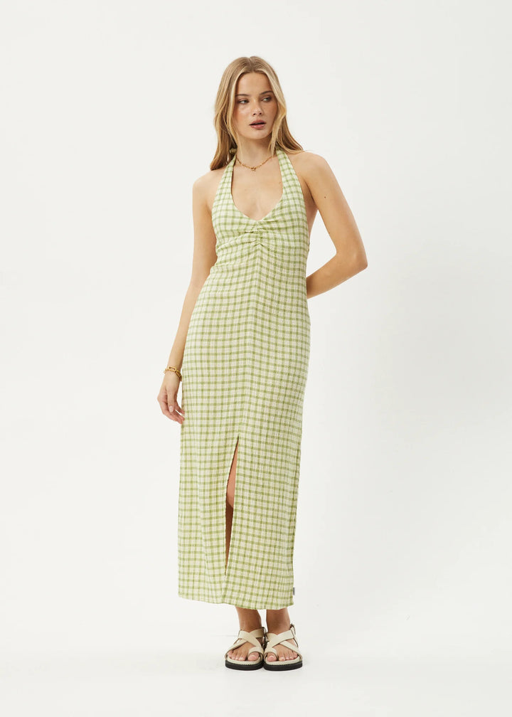 AFENDS Womens Darcy - Check Maxi Dress - Lemongrass Check, WOMENS DRESSES, AFENDS, Elwood 101