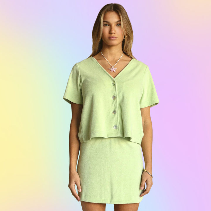 ARAMINTA JAMES Womens Breeze Terry Top - Pistachio, WOMENS TOPS & SHIRTS, ARAMINTA JAMES, Elwood 101