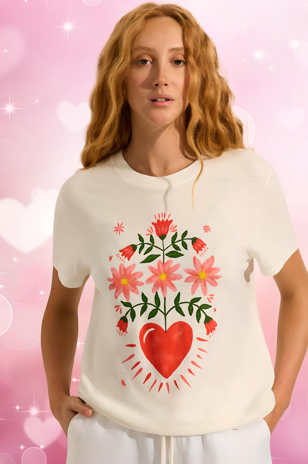AUGUSTE THE LABEL Womens Fallen Hearts Classic Tee - Off White, WOMENS TEES & TANKS, AUGUSTE THE LABEL, Elwood 101