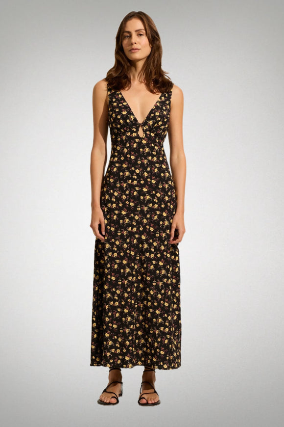 AUGUSTE THE LABEL Womens Iona Midi Dress - Black Eloise Ditsy Floral