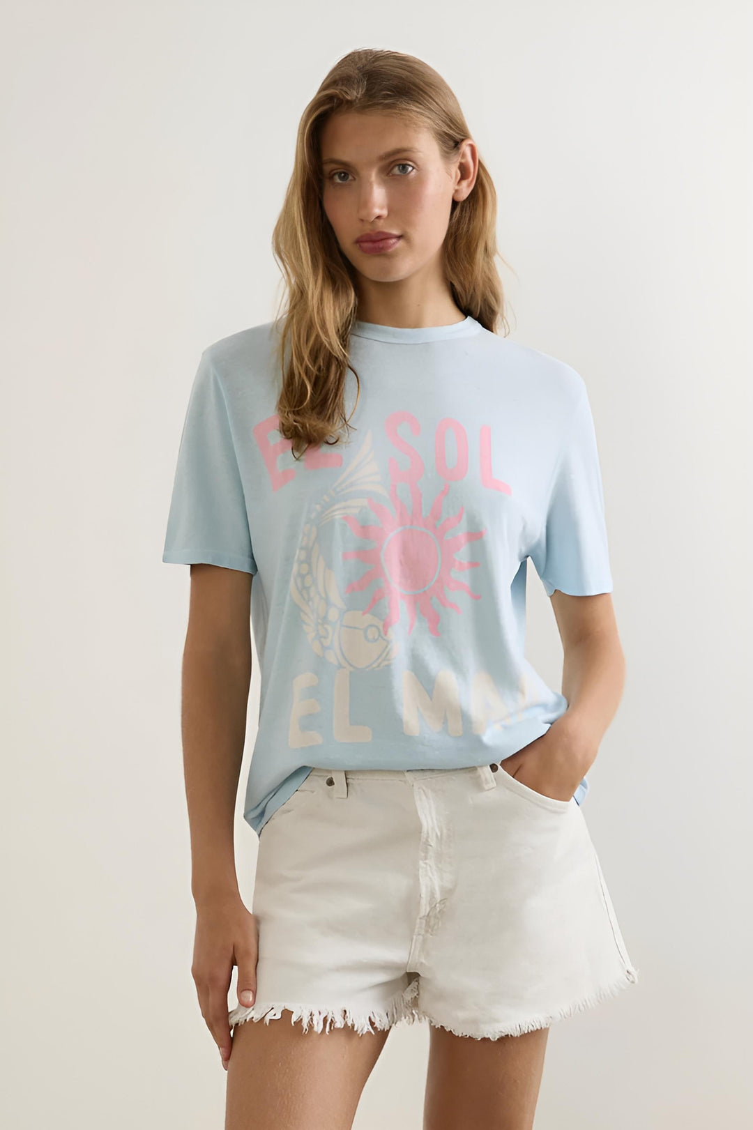AUGUSTE THE LABEL Womens Sol Classic Tee in Sky Blue, WOMENS TEES & TANKS, AUGUSTE THE LABEL, Elwood 101
