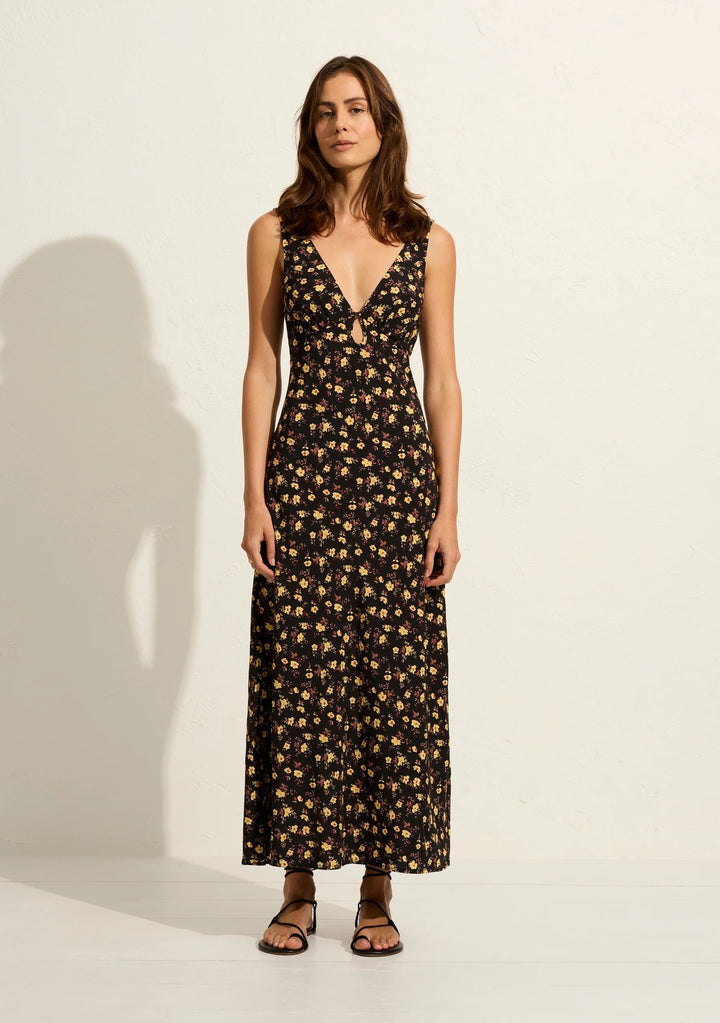 AUGUSTE THE LABEL Womens Iona Midi Dress - Black Eloise Ditsy Floral, WOMENS DRESSES, AUGUSTE THE LABEL, Elwood 101