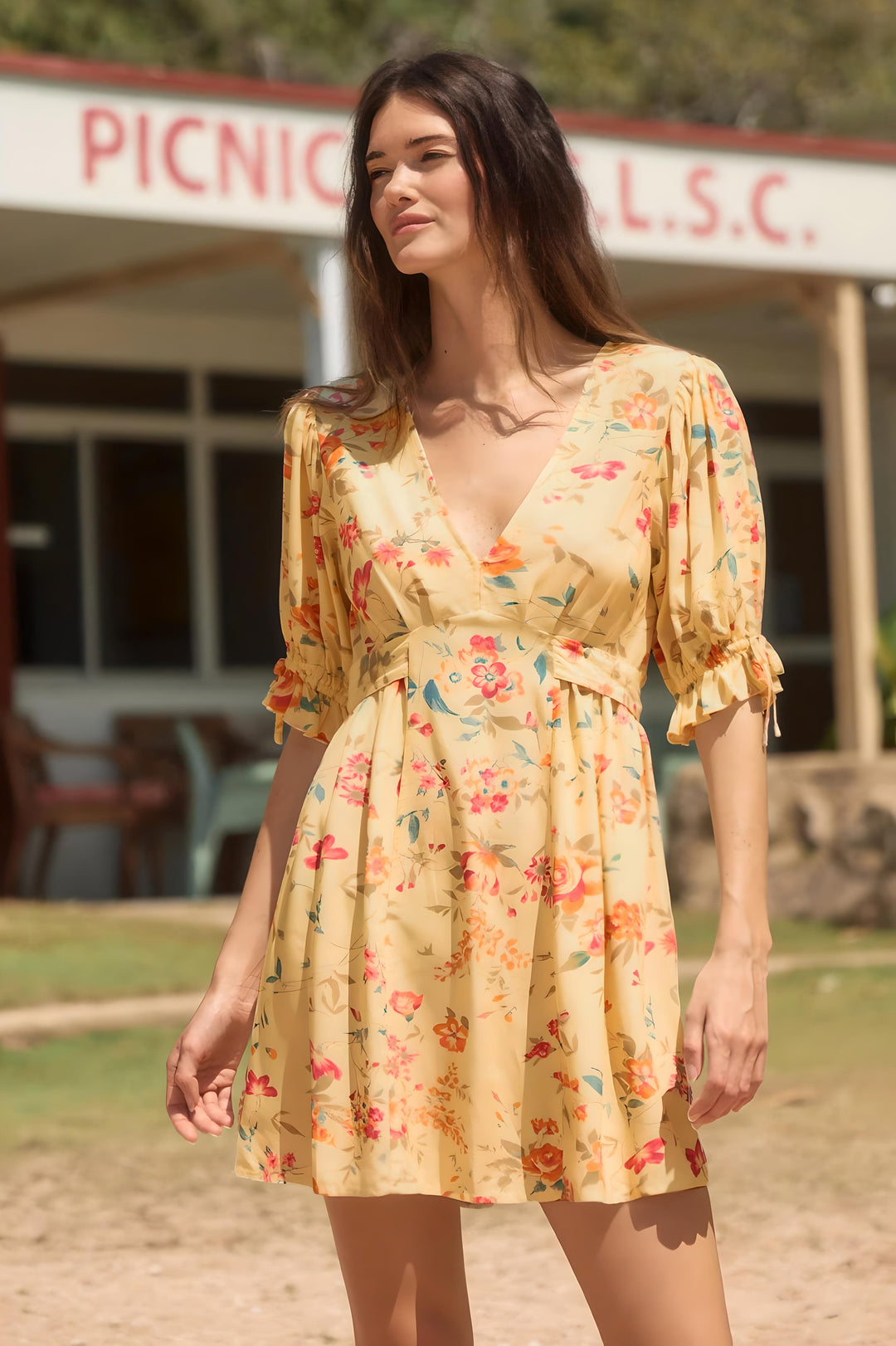 AUGUSTE THE LABEL Womens Nereida Mini Dress Lemon, WOMENS DRESSES, AUGUSTE THE LABEL, Elwood 101