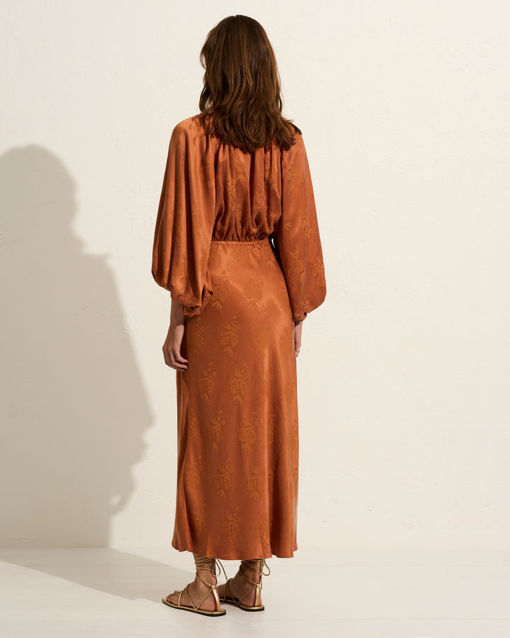 AUGUST THE LABEL Womens Zelda Midi Dress - Rust, WOMENS DRESSES, AUGUSTE THE LABEL, Elwood 101