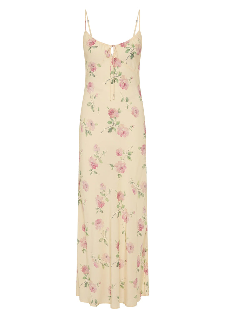 AUGUST THE LABEL Womens Anne Tie Slip Maxi Dress in Yellow, WOMENS DRESSES, AUGUSTE THE LABEL, Elwood 101