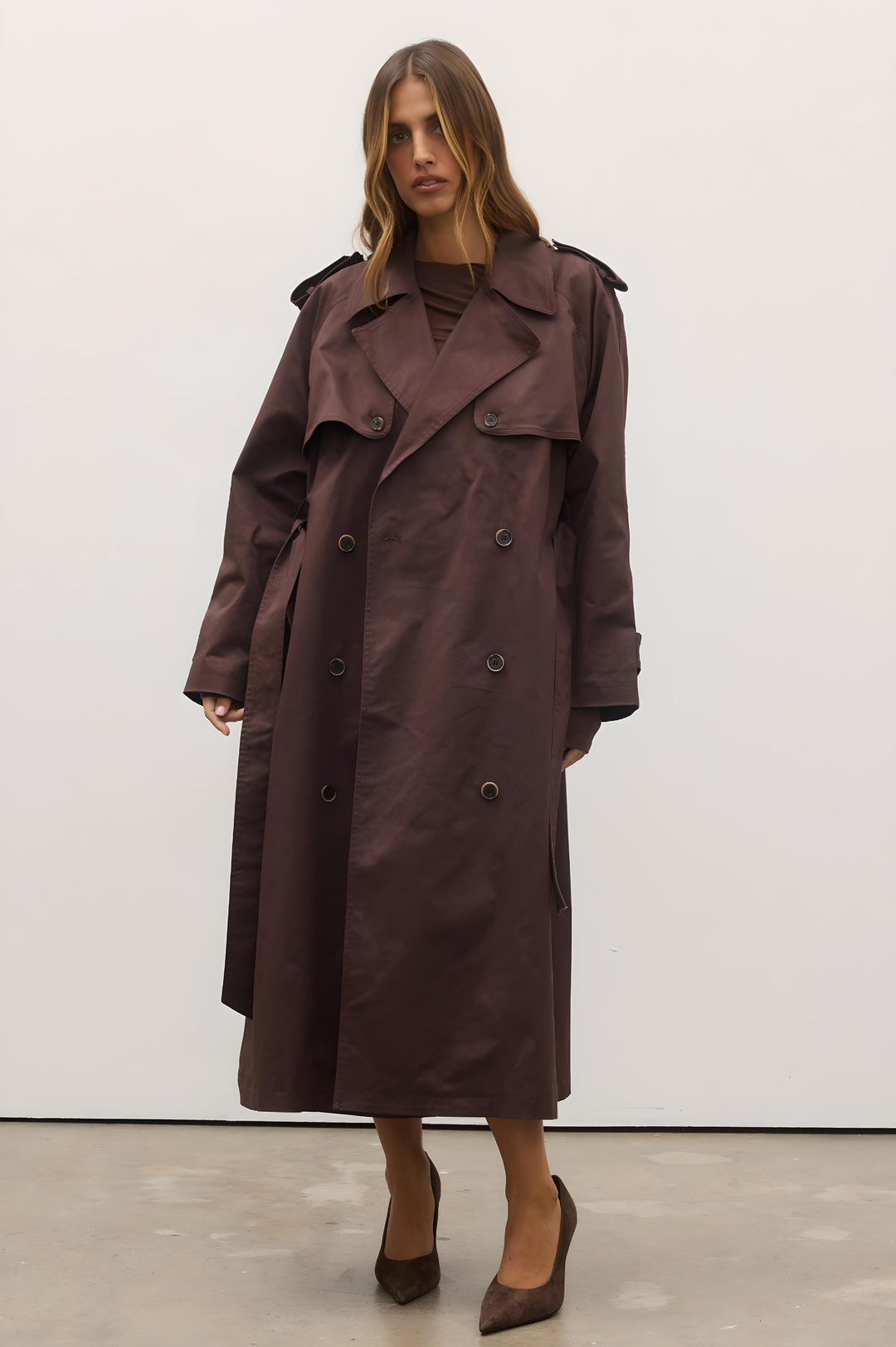 BAYSE BRAND Womens Reece Trench Coat - Espresso, WOMENS COATS & JACKETS, BAYSE BRAND, Elwood 101