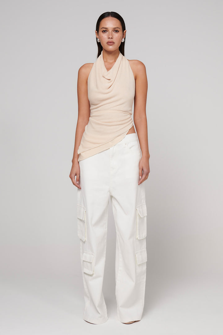 BAYSE BRAND Womens Cerise Halter Top - Vanilla, WOMENS TOPS & SHIRTS, BAYSE BRAND, Elwood 101