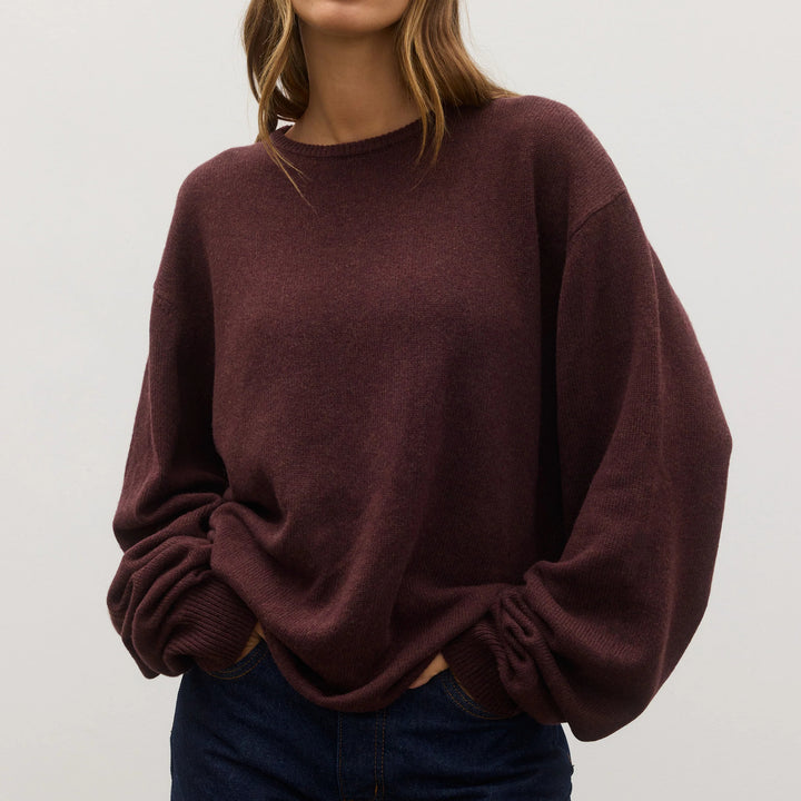 BAYSE BRAND Womens Cora Crew Neck Jumper in Plum, WOMENS KNITS & SWEATERS, BAYSE BRAND, Elwood 101