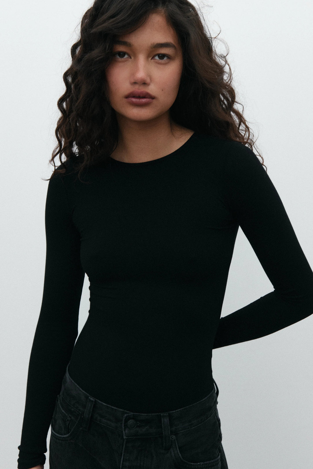 BAYSE BRAND Womens Elise Long Sleeve Bodysuit - Black, WOMENS BODYSUITS, BAYSE BRAND, Elwood 101