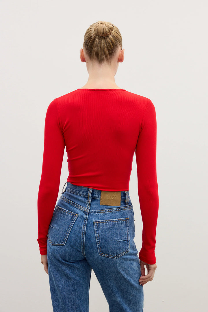 BAYSE BRAND Womens Lara Bodysuit - Cherry Red, WOMENS BODYSUITS, BAYSE BRAND, Elwood 101