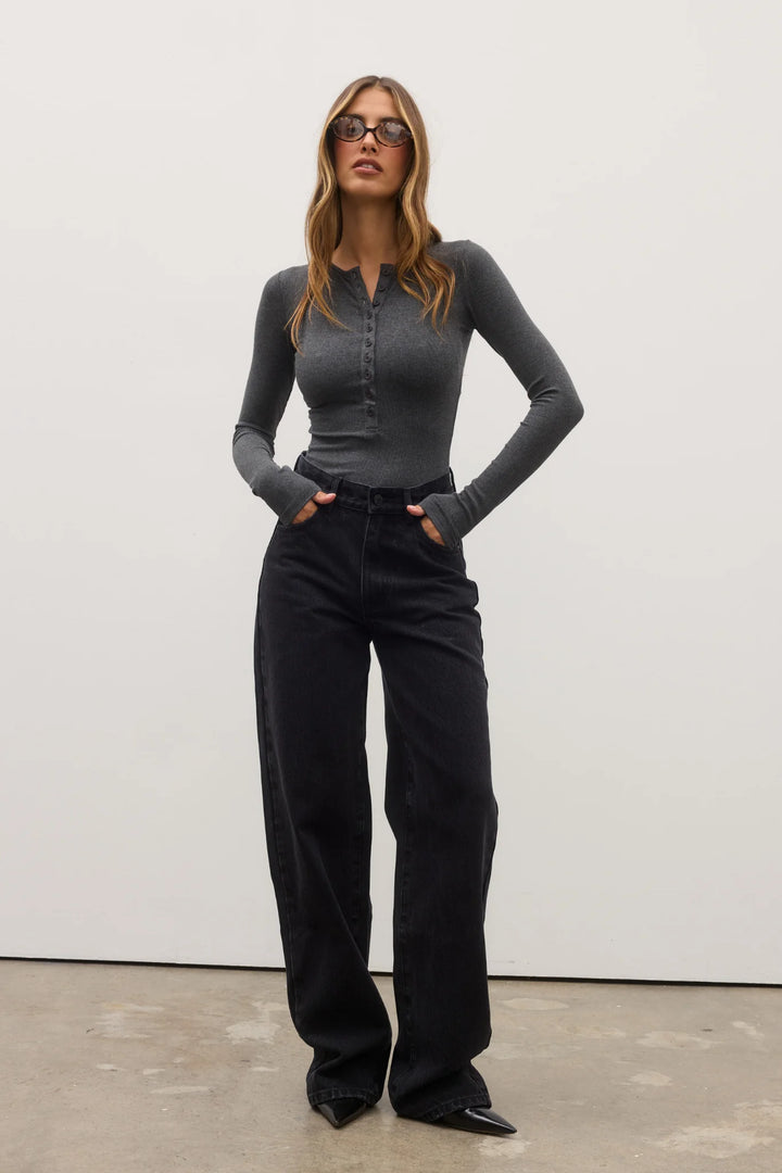 BAYSE BRAND Womens Lara Bodysuit - Dark Heather Grey, WOMENS BODYSUITS, BAYSE BRAND, Elwood 101