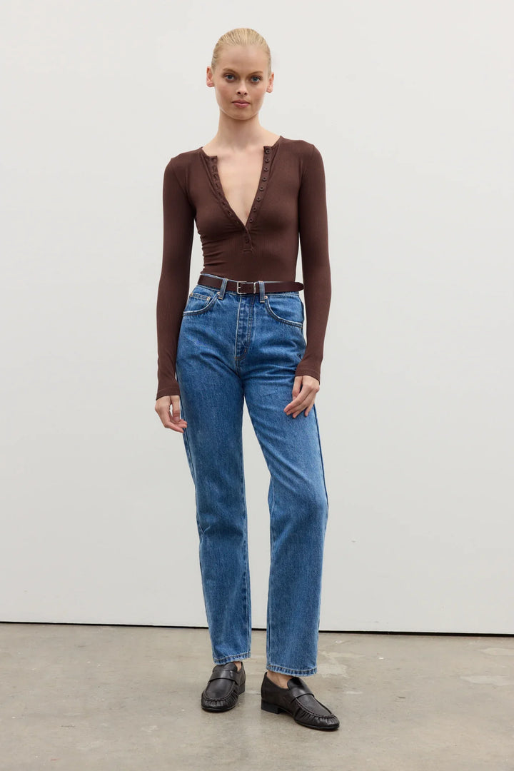 BAYSE BRAND Womens Lara Bodysuit in Chocolate, WOMENS BODYSUITS, BAYSE BRAND, Elwood 101