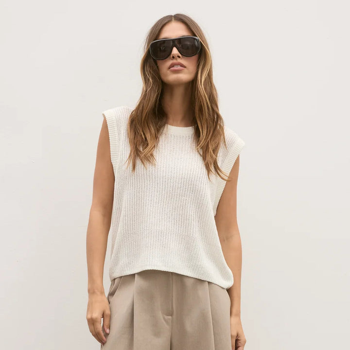 BAYSE BRAND Womens Margo Knit Vest in Ivory, WOMENS TOPS & SHIRTS, BAYSE BRAND, Elwood 101