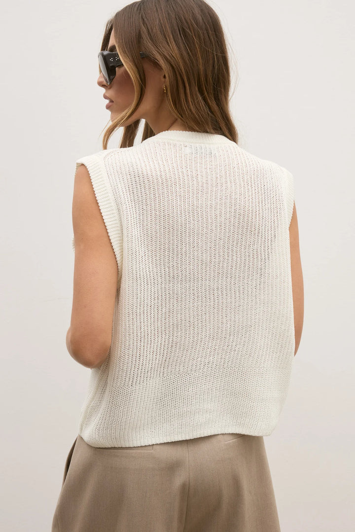 BAYSE BRAND Womens Margo Knit Vest in Ivory, WOMENS TOPS & SHIRTS, BAYSE BRAND, Elwood 101