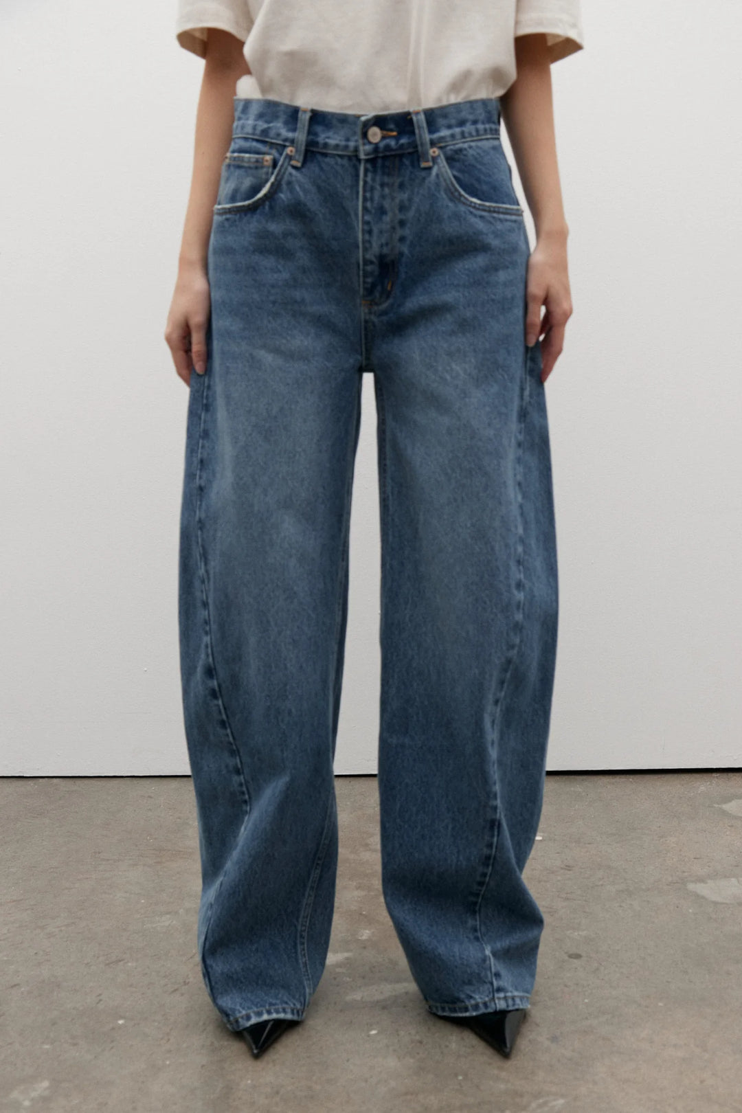 BAYSE BRAND Womens Brooklyn Barrel Leg Jean - True Blue, WOMENS DENIM, BAYSE BRAND, Elwood 101