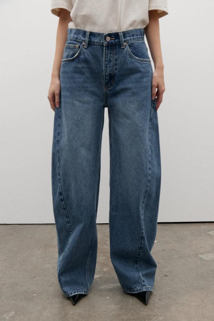 BAYSE BRAND Womens Brooklyn Barrel Leg Jean - True Blue, WOMENS DENIM, BAYSE BRAND, Elwood 101