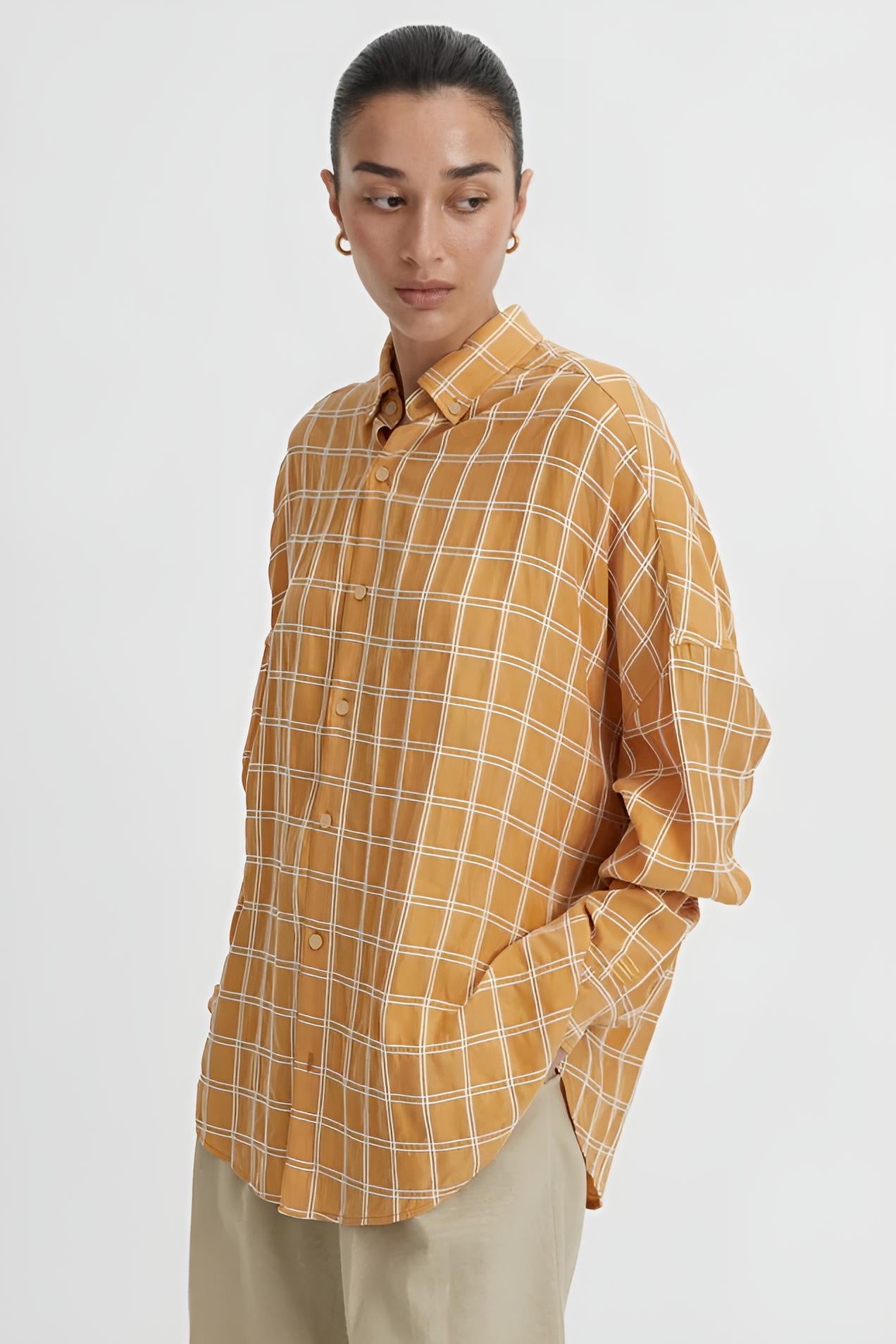 BLANCA Tommy Shirt Mustard Check Oversized Women's Shirt Elwood 101