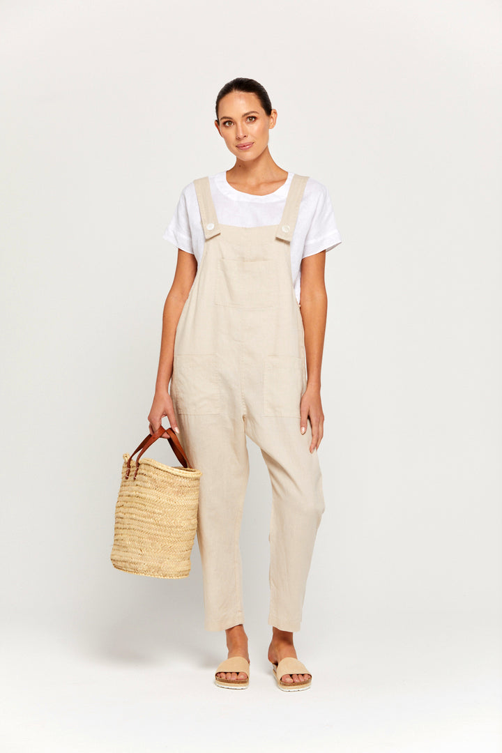BY RIDLEY Womens Ezra Linen Jumpsuit - Ecru, WOMENS JUMPSUITS & OVERALLS, BY RIDLEY, Elwood 101