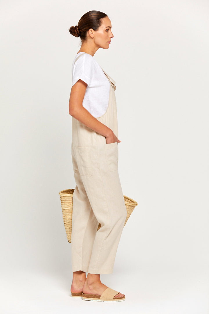 BY RIDLEY Womens Ezra Linen Jumpsuit - Ecru, WOMENS JUMPSUITS & OVERALLS, BY RIDLEY, Elwood 101