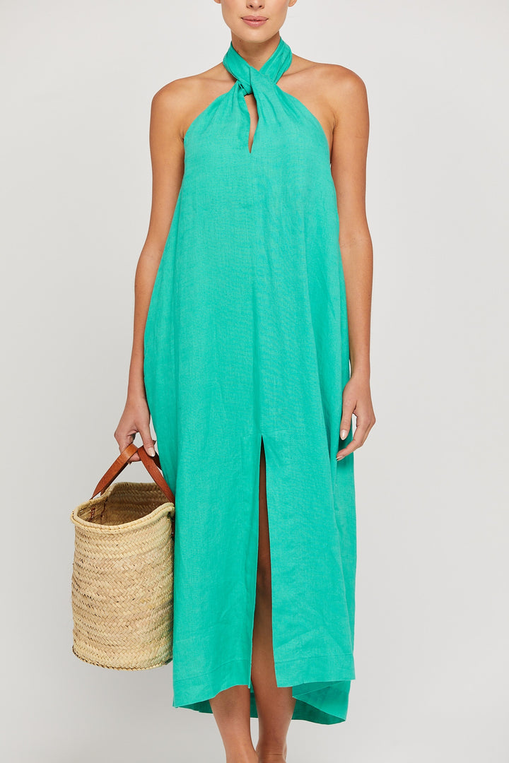 BY RIDLEY Womens Zariyah Linen Dress - Emerald, WOMENS DRESSES, BY RIDLEY, Elwood 101