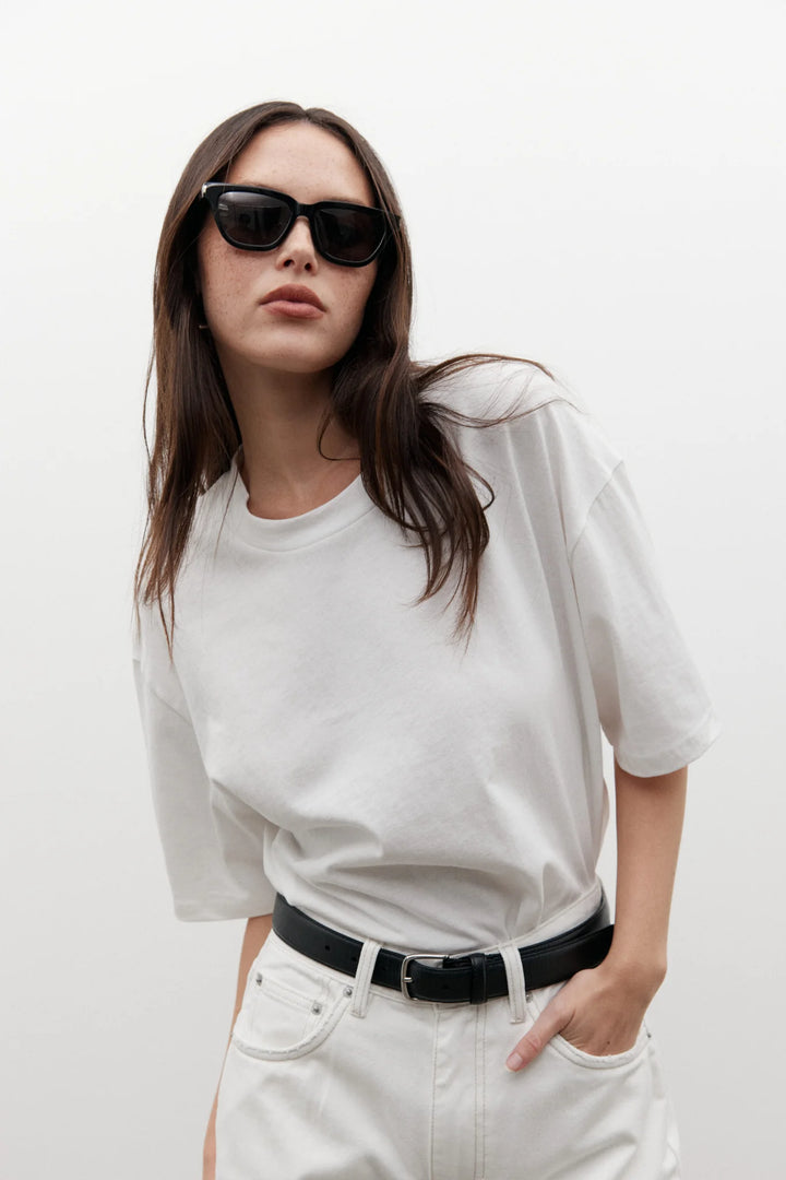 BAYSE BRAND Womens Jonas Boyfriend Tee - White, WOMENS TEES & TANKS, BAYSE BRAND, Elwood 101