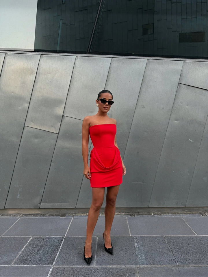 EFFIE KATS Womens Merci Mini Dress - Cherry Red, WOMENS DRESSES, EFFIE KATS, Elwood 101