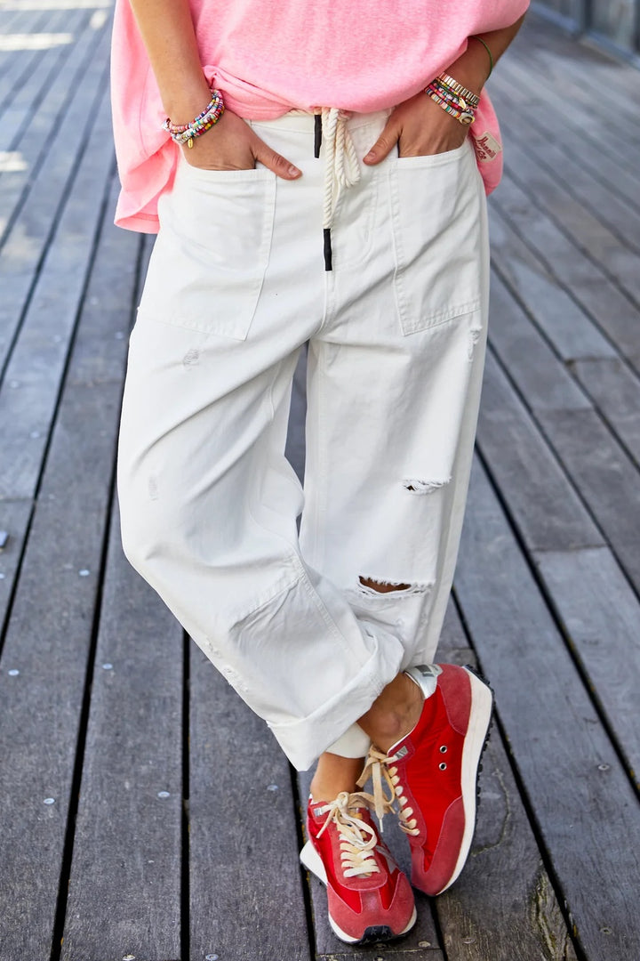 HAMMILL & CO Womens Distressed White Carpenter Jean - White, WOMENS DENIM, CAT HAMMILL, Elwood 101