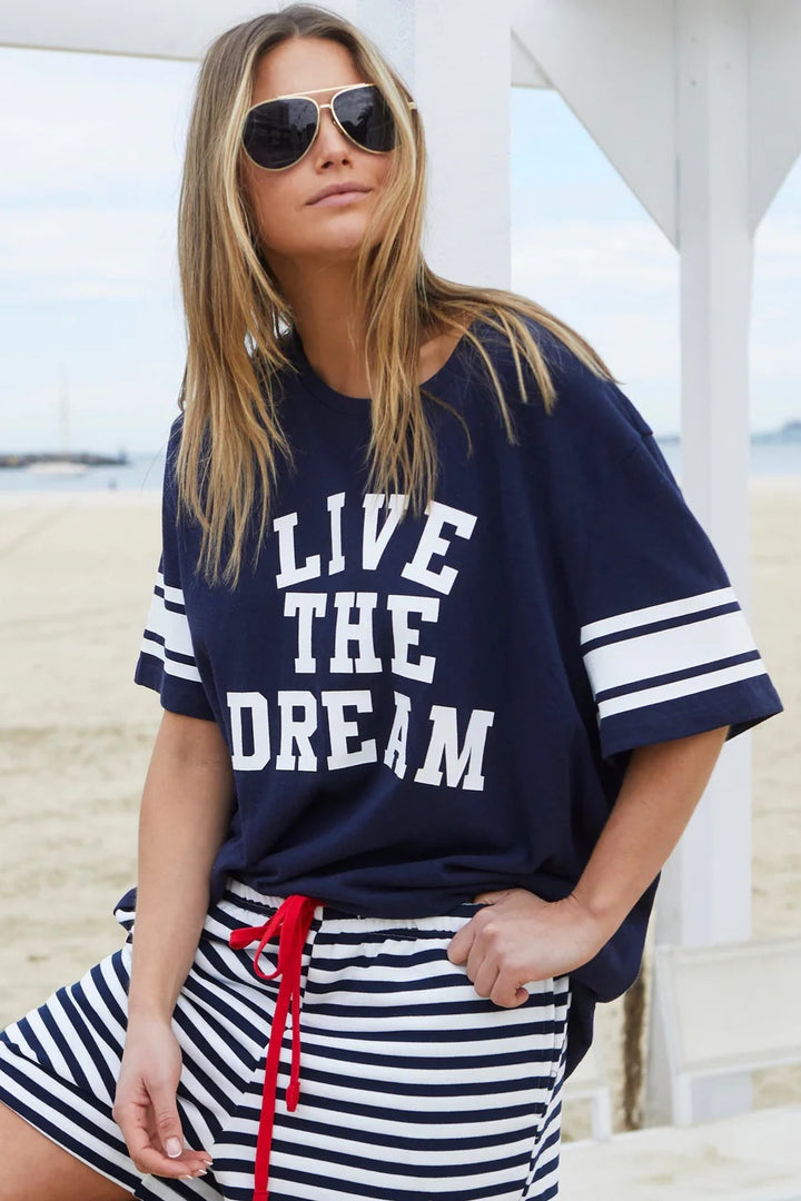 HAMMILL & CO Womens Live The Dream Retro Tee in Navy, WOMENS TEES & TANKS, CAT HAMMILL, Elwood 101