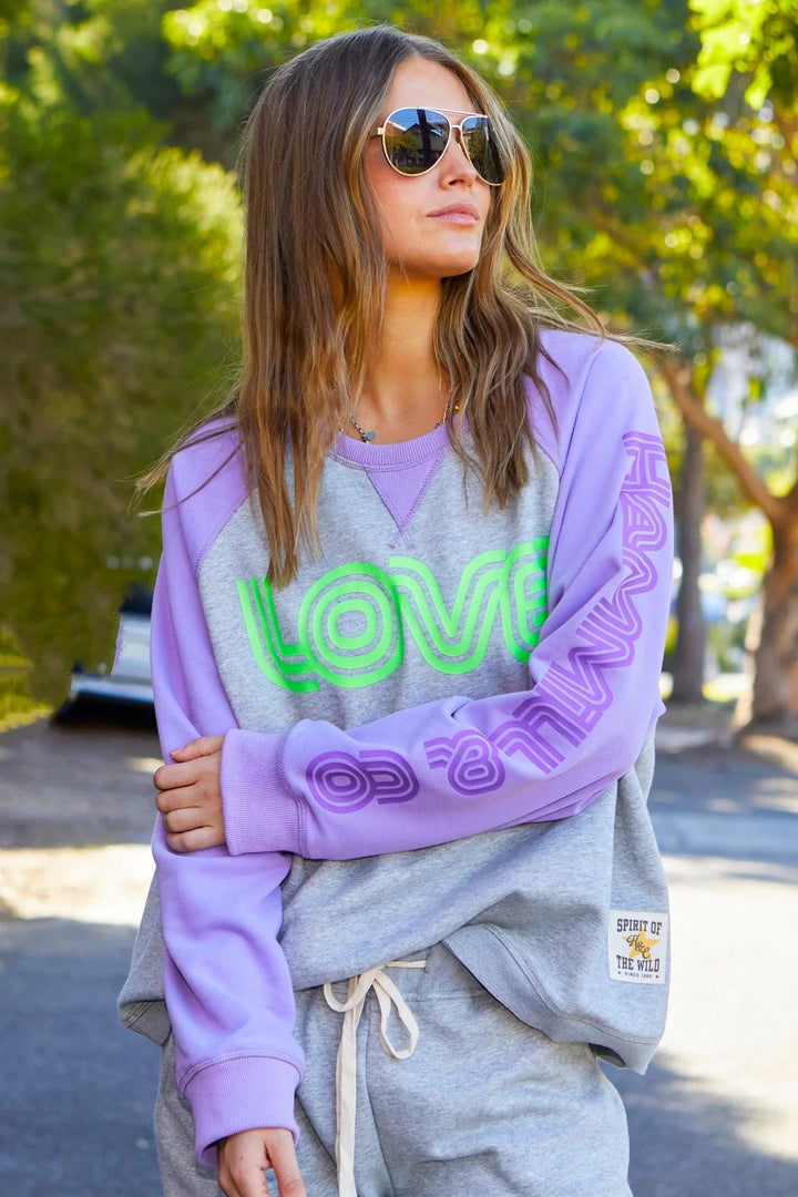 HAMMILL & CO Womens Retro Love Mauve/Grey Sweat, WOMENS KNITS & SWEATERS, CAT HAMMILL, Elwood 101