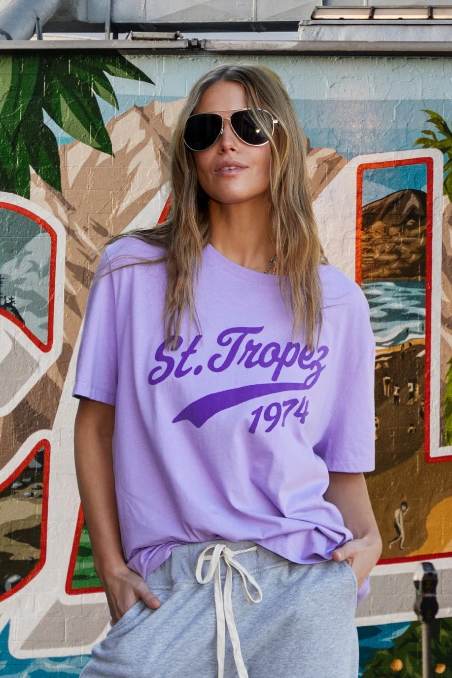 HAMMILL & CO Womens Retro St Tropez 1974 Mauve, WOMENS TEES & TANKS, CAT HAMMILL, Elwood 101