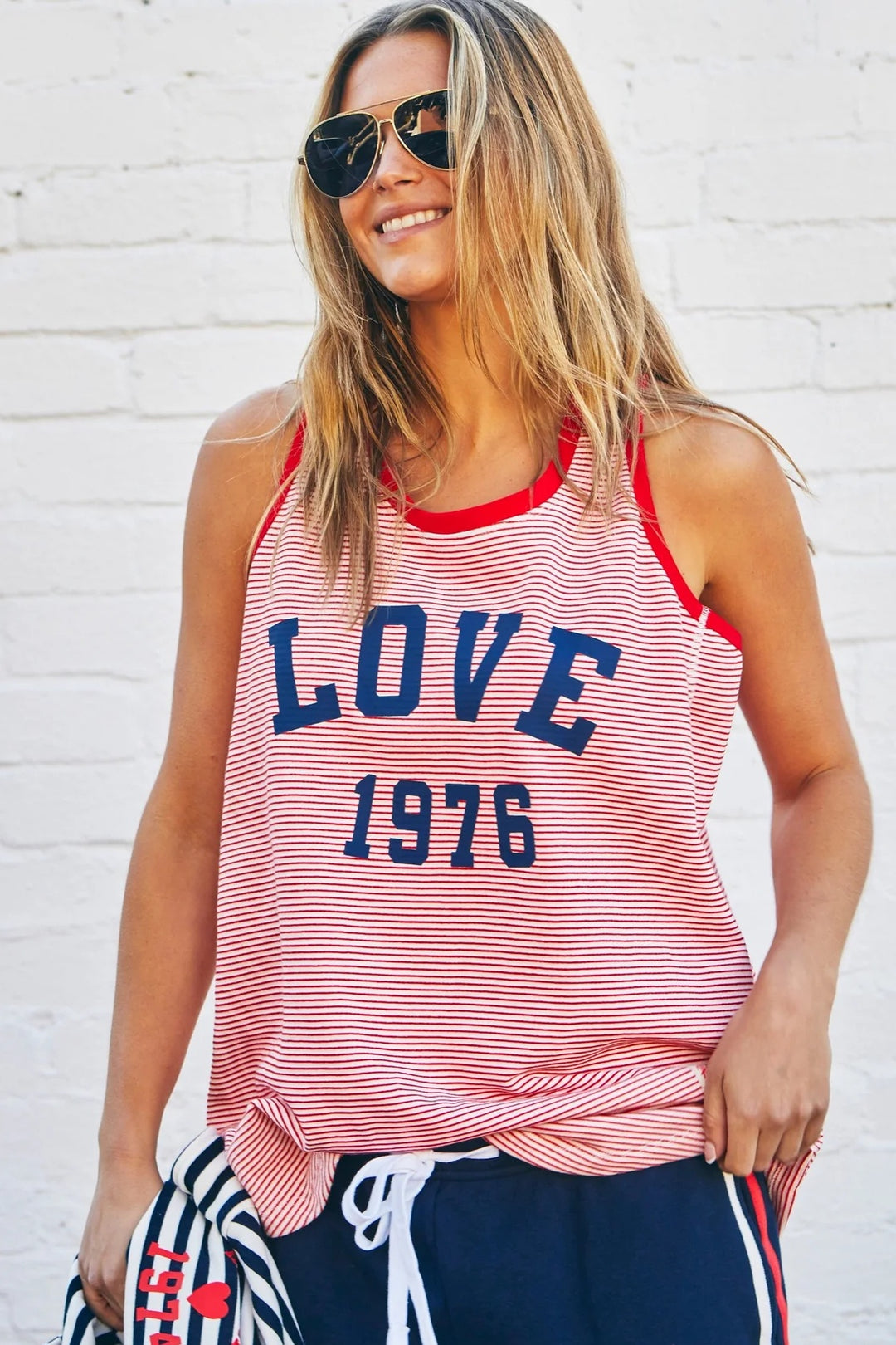 HAMMILL & CO Womens Retro Stripe Love Tank in Red White Stripe, WOMENS TEES & TANKS, CAT HAMMILL, Elwood 101