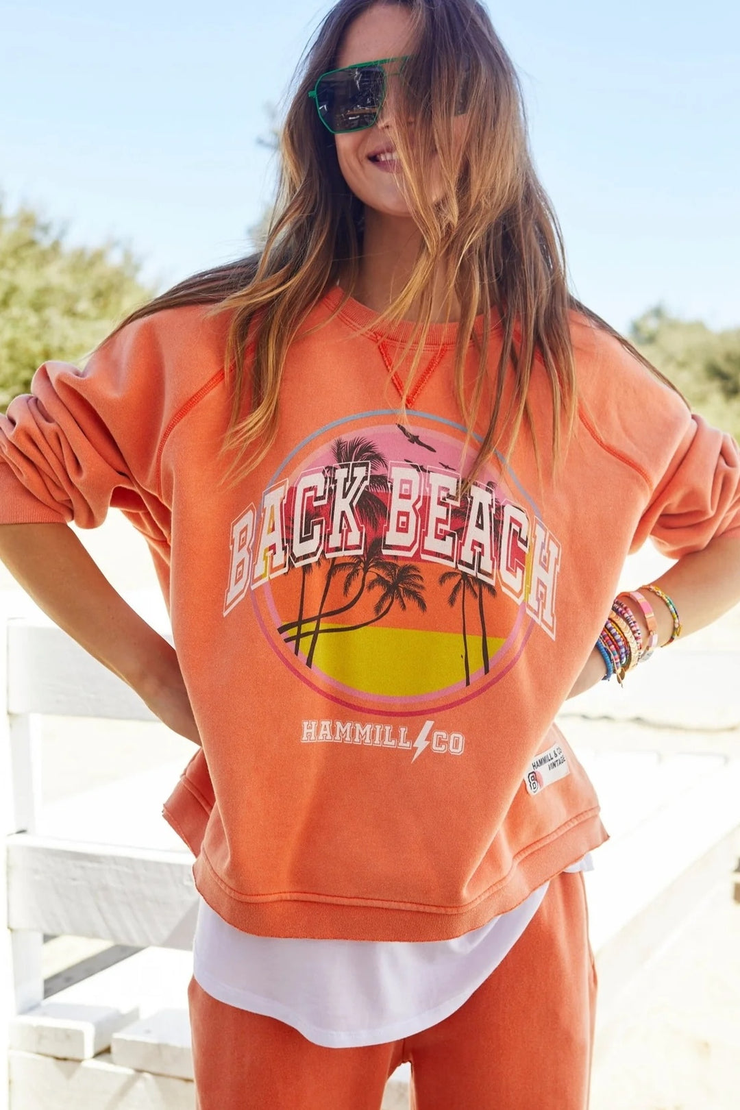 HAMMILL & CO Womens Vintage Back Beach Sweat - Faded Orange, WOMENS KNITS & SWEATERS, CAT HAMMILL, Elwood 101