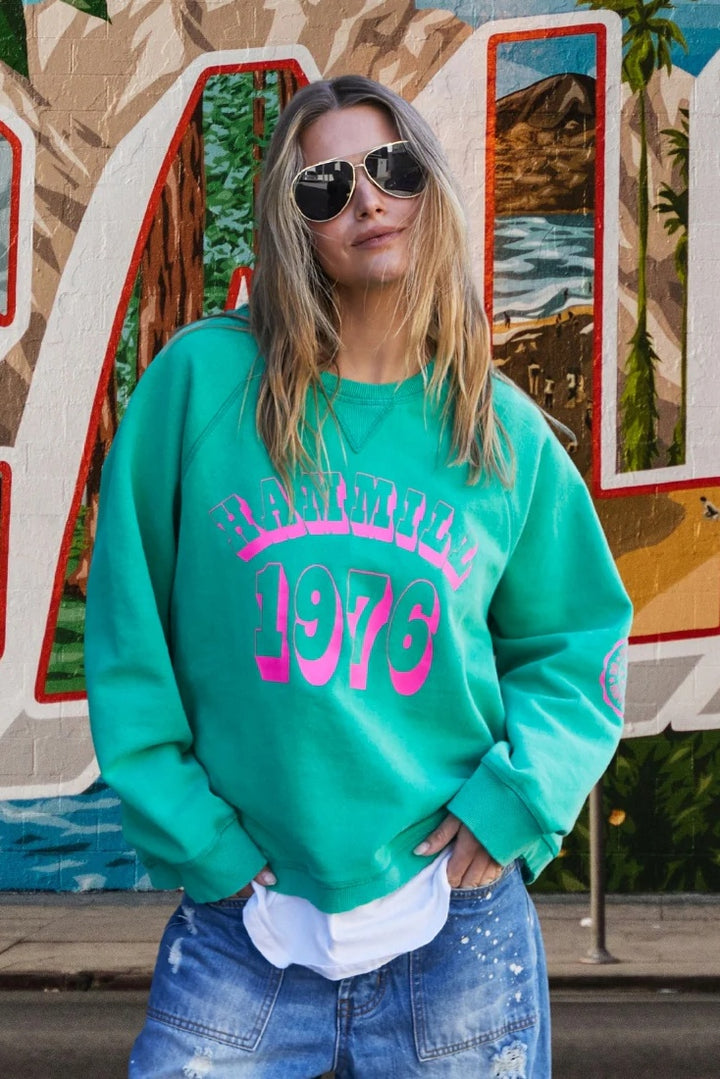 HAMMILL & CO Womens Vintage Wash Hammill 76 Sweat Washed Green, WOMENS KNITS & SWEATERS, CAT HAMMILL, Elwood 101