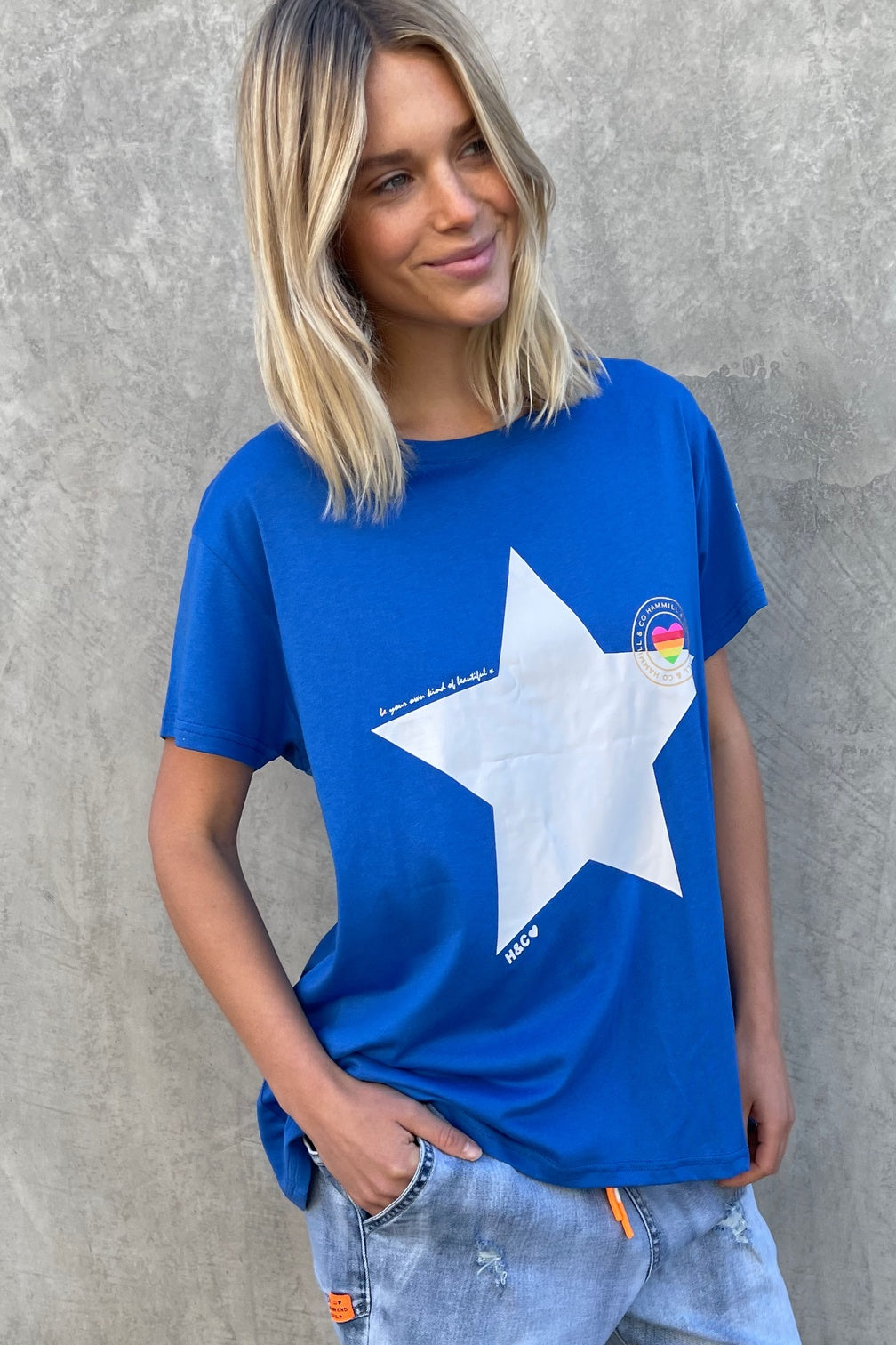 HAMMILL & Co Womens New Summer Star Tee in Royal Blue