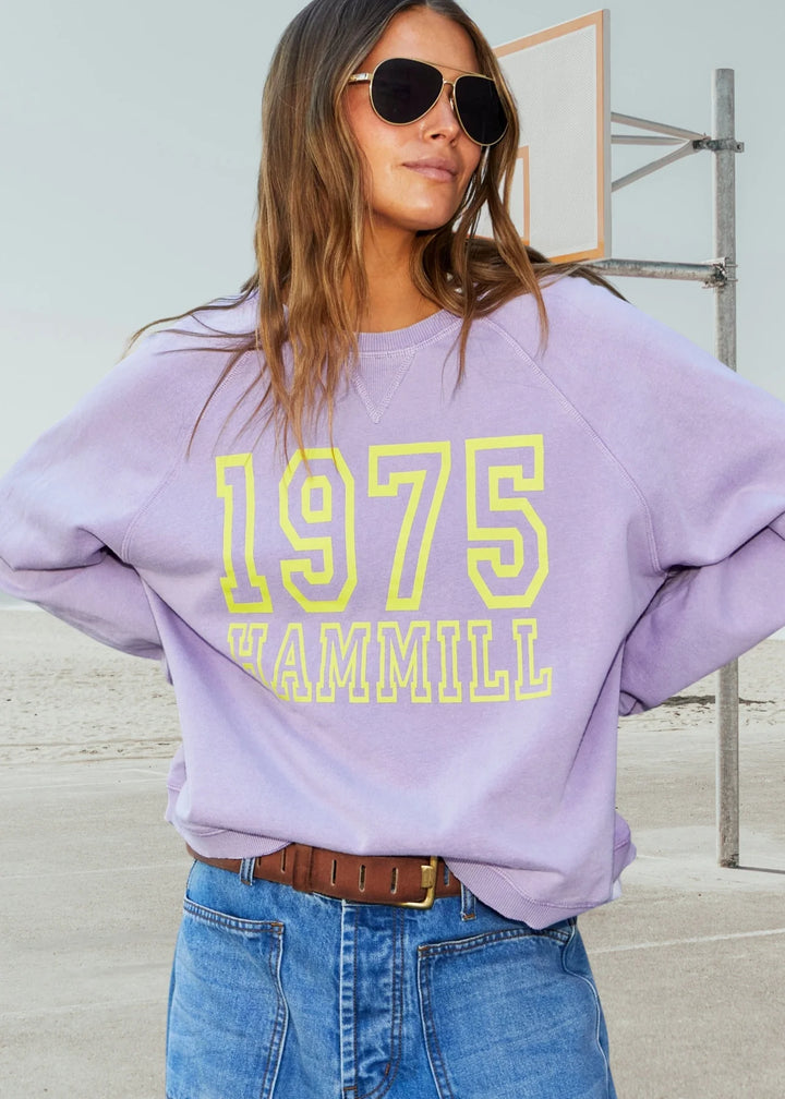 HAMMILL & CO Womens 1975 Hammill & Co Logo Vintage Wash Sweat - Washed Mauve, WOMENS KNITS & SWEATERS, CAT HAMMILL, Elwood 101