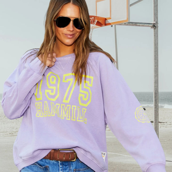 HAMMILL & CO Womens 1975 Hammill & Co Logo Vintage Wash Sweat - Washed Mauve, WOMENS KNITS & SWEATERS, CAT HAMMILL, Elwood 101