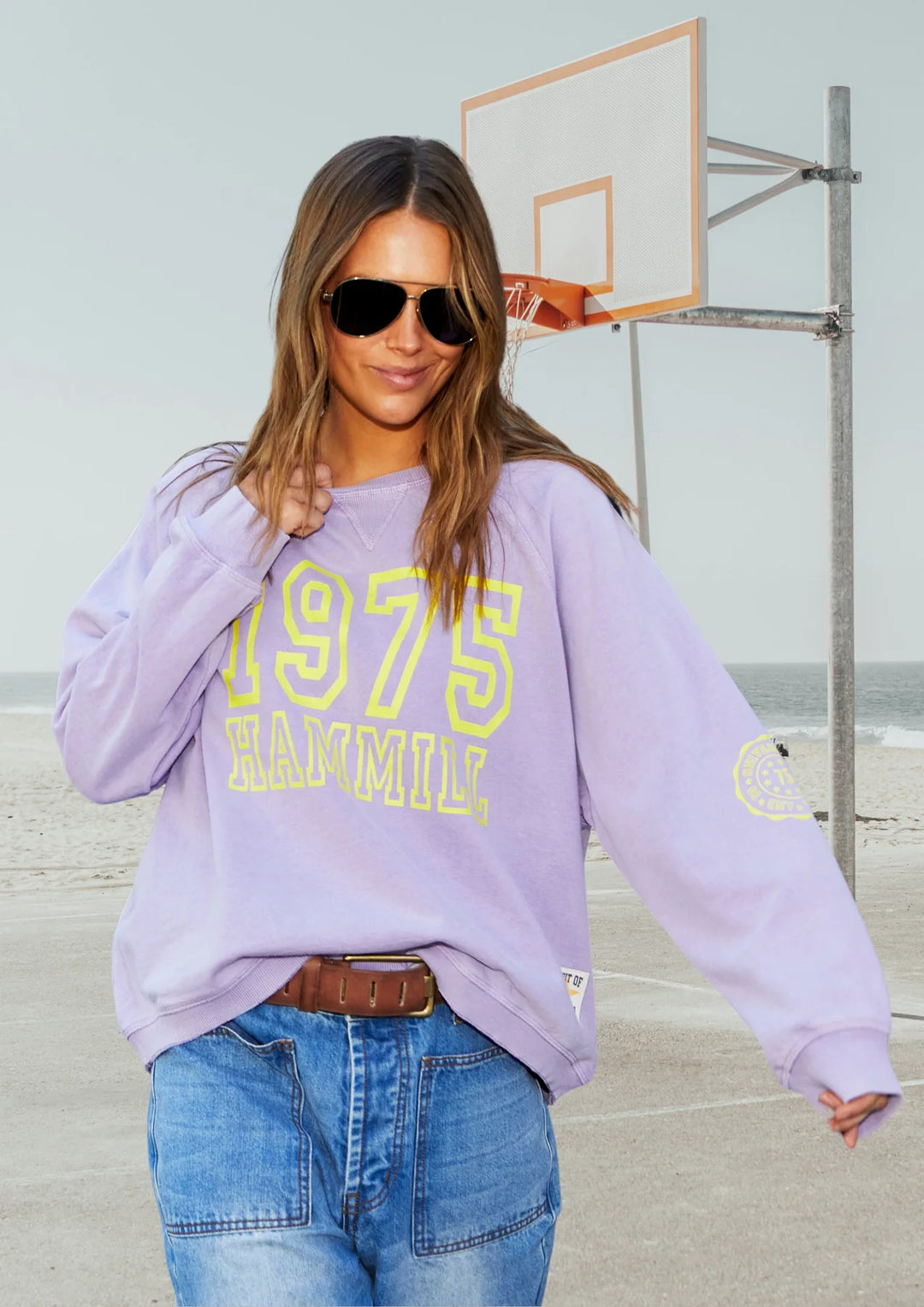 HAMMILL & CO Womens 1975 Hammill & Co Logo Vintage Wash Sweat - Washed Mauve, WOMENS KNITS & SWEATERS, CAT HAMMILL, Elwood 101