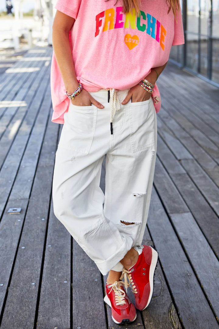 HAMMILL & CO Womens Distressed White Carpenter Jean - White, WOMENS DENIM, CAT HAMMILL, Elwood 101