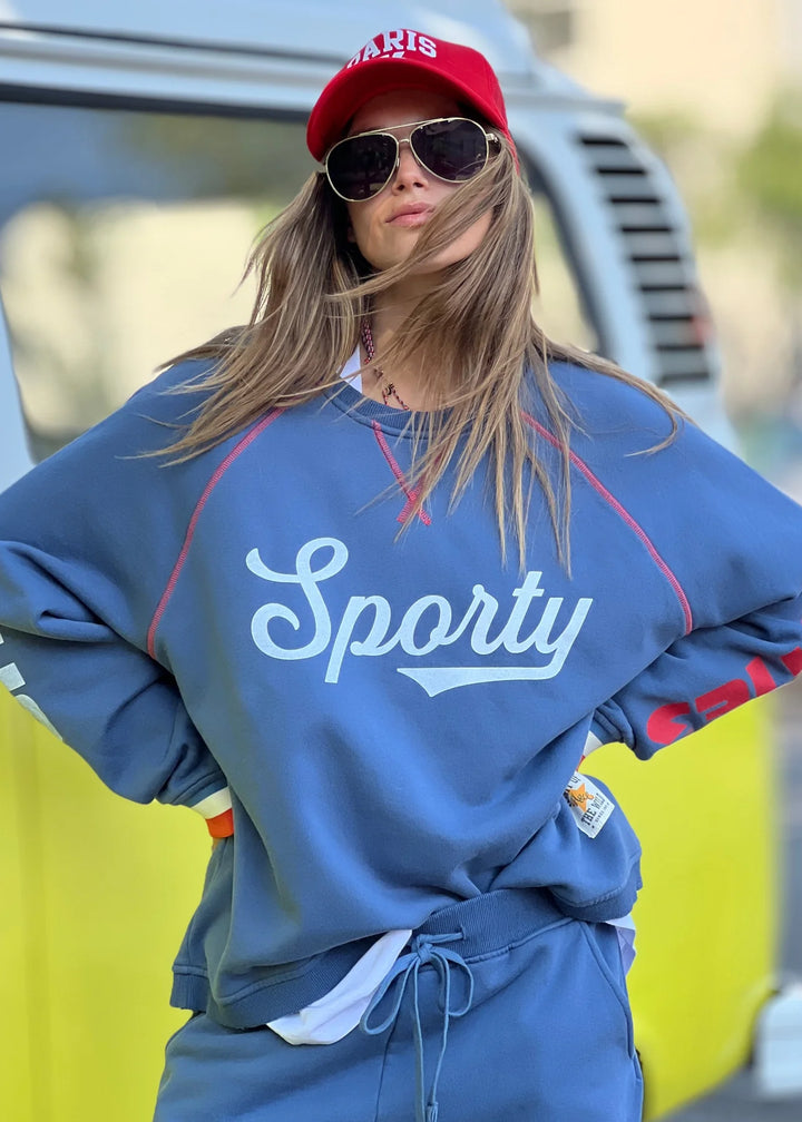 HAMMILL & CO Womens Fleecy Stormy Sweat - Denim Blue, WOMENS KNITS & SWEATERS, CAT HAMMILL, Elwood 101