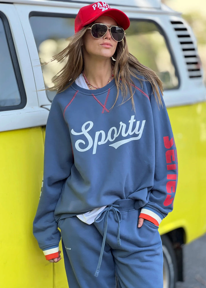 HAMMILL & CO Womens Fleecy Stormy Sweat - Denim Blue, WOMENS KNITS & SWEATERS, CAT HAMMILL, Elwood 101