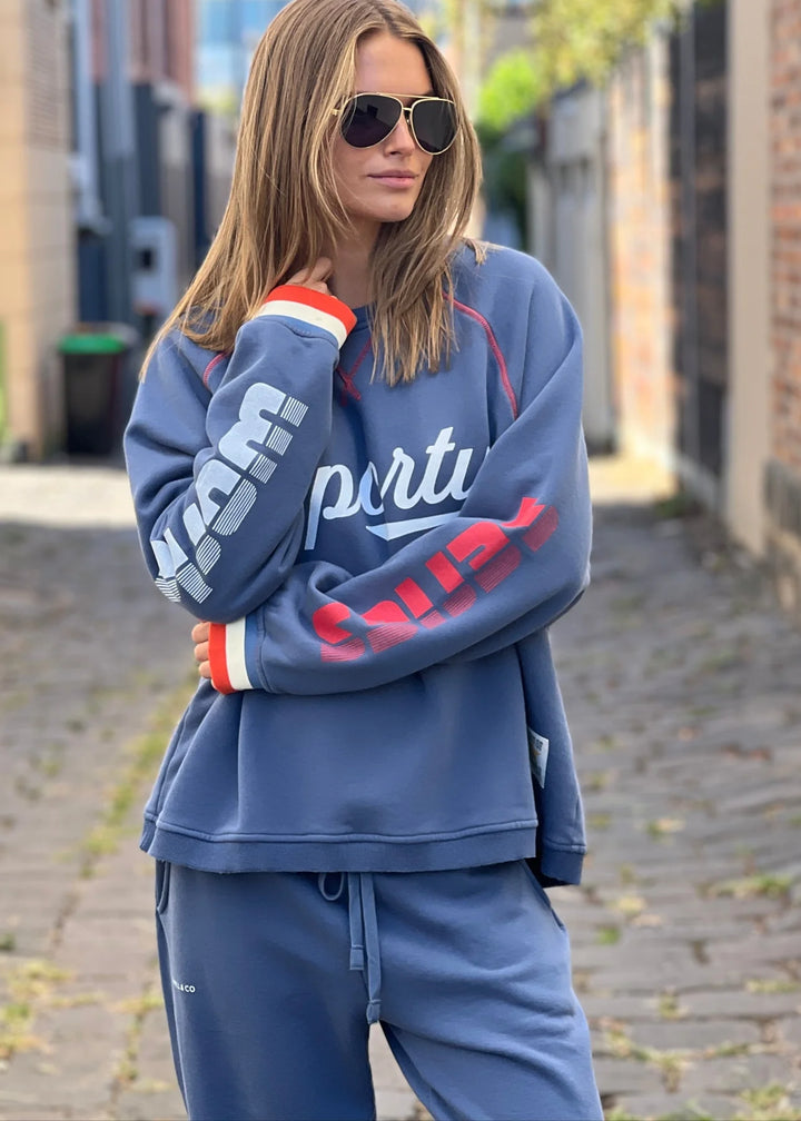 HAMMILL & CO Womens Fleecy Stormy Sweat - Denim Blue, WOMENS KNITS & SWEATERS, CAT HAMMILL, Elwood 101