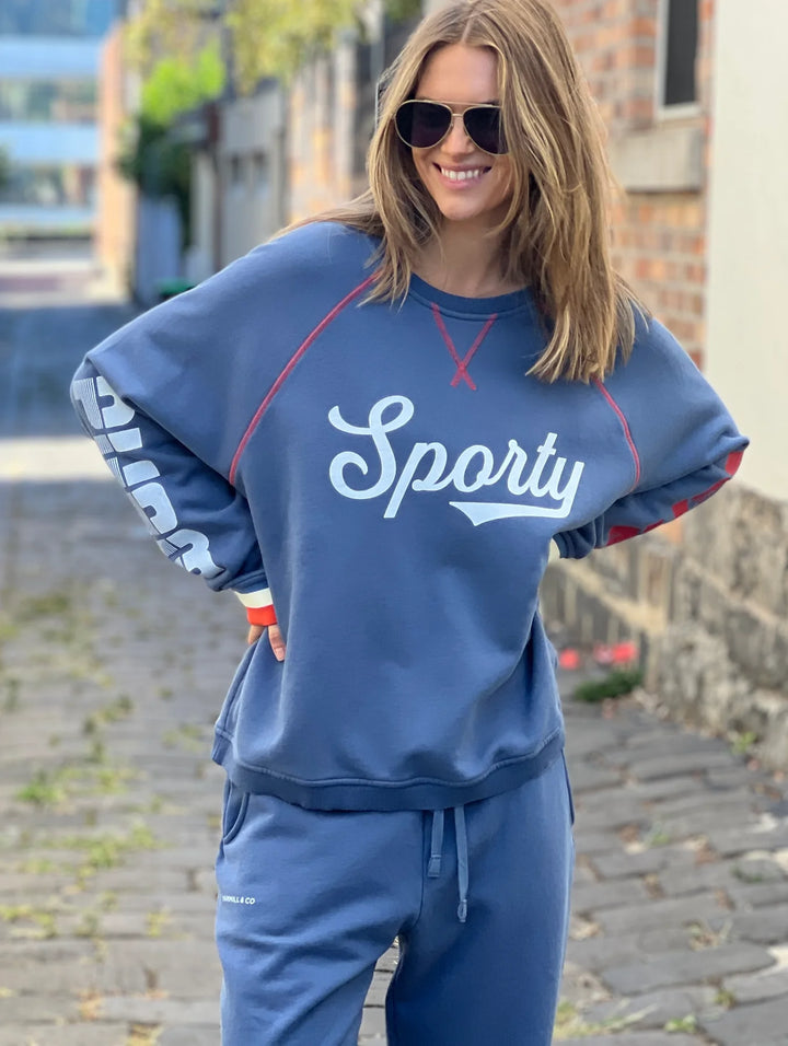 HAMMILL & CO Womens Fleecy Stormy Sweat - Denim Blue, WOMENS KNITS & SWEATERS, CAT HAMMILL, Elwood 101