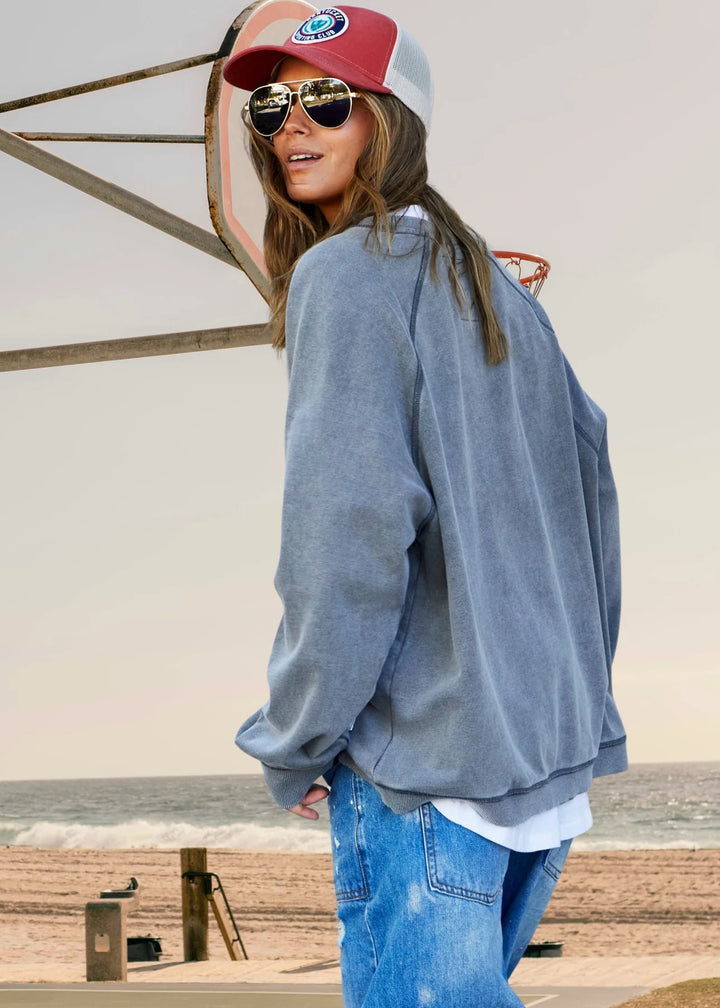 HAMMILL & CO Womens Howdy Cowboy Vintage Wash Sweat - Washed Black, WOMENS KNITS & SWEATERS, CAT HAMMILL, Elwood 101