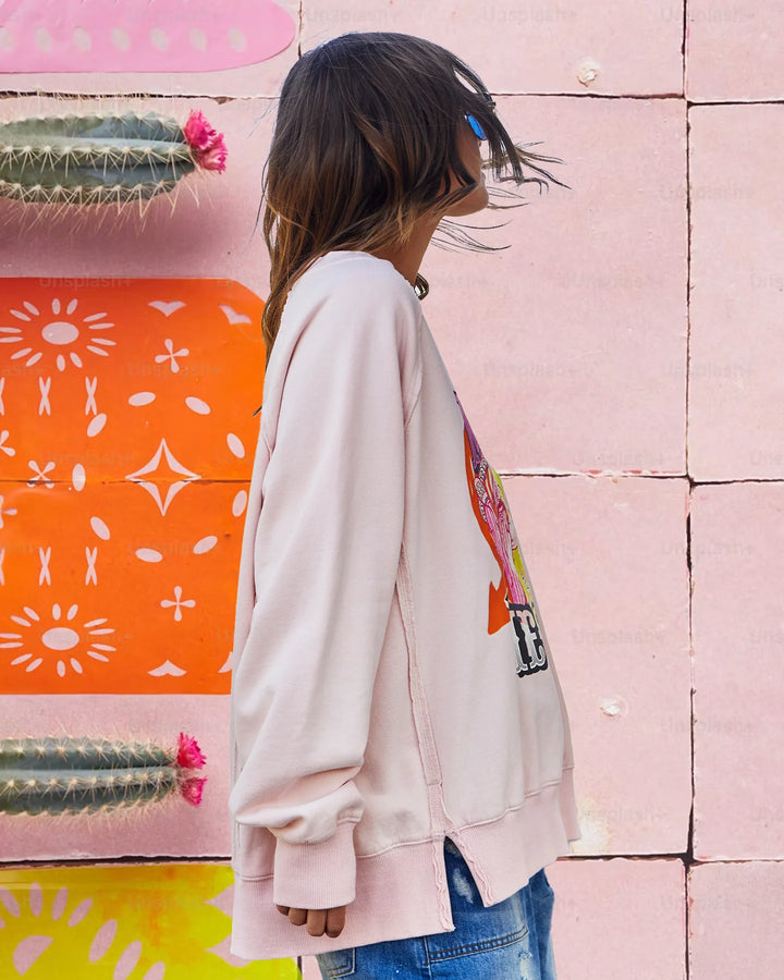 HAMMILL & CO Womens Mexican Fiesta Sweat - Vintage Pink, WOMENS KNITS & SWEATERS, CAT HAMMILL, Elwood 101