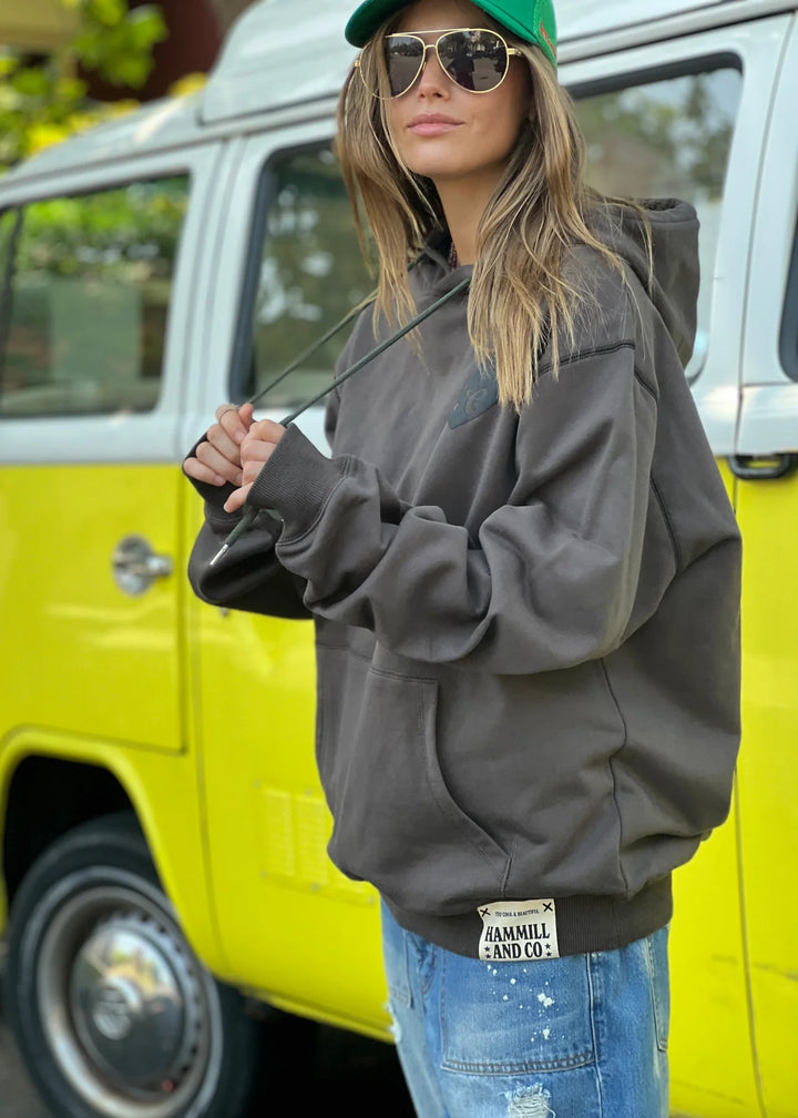 HAMMILL & CO Womens My Boyfriends Oversized Hoodie - Dark Grey, WOMENS HOODIES, CAT HAMMILL, Elwood 101