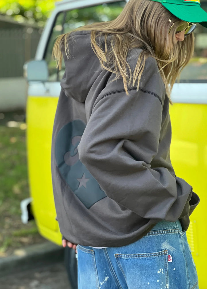 HAMMILL & CO Womens My Boyfriends Oversized Hoodie - Dark Grey, WOMENS HOODIES, CAT HAMMILL, Elwood 101